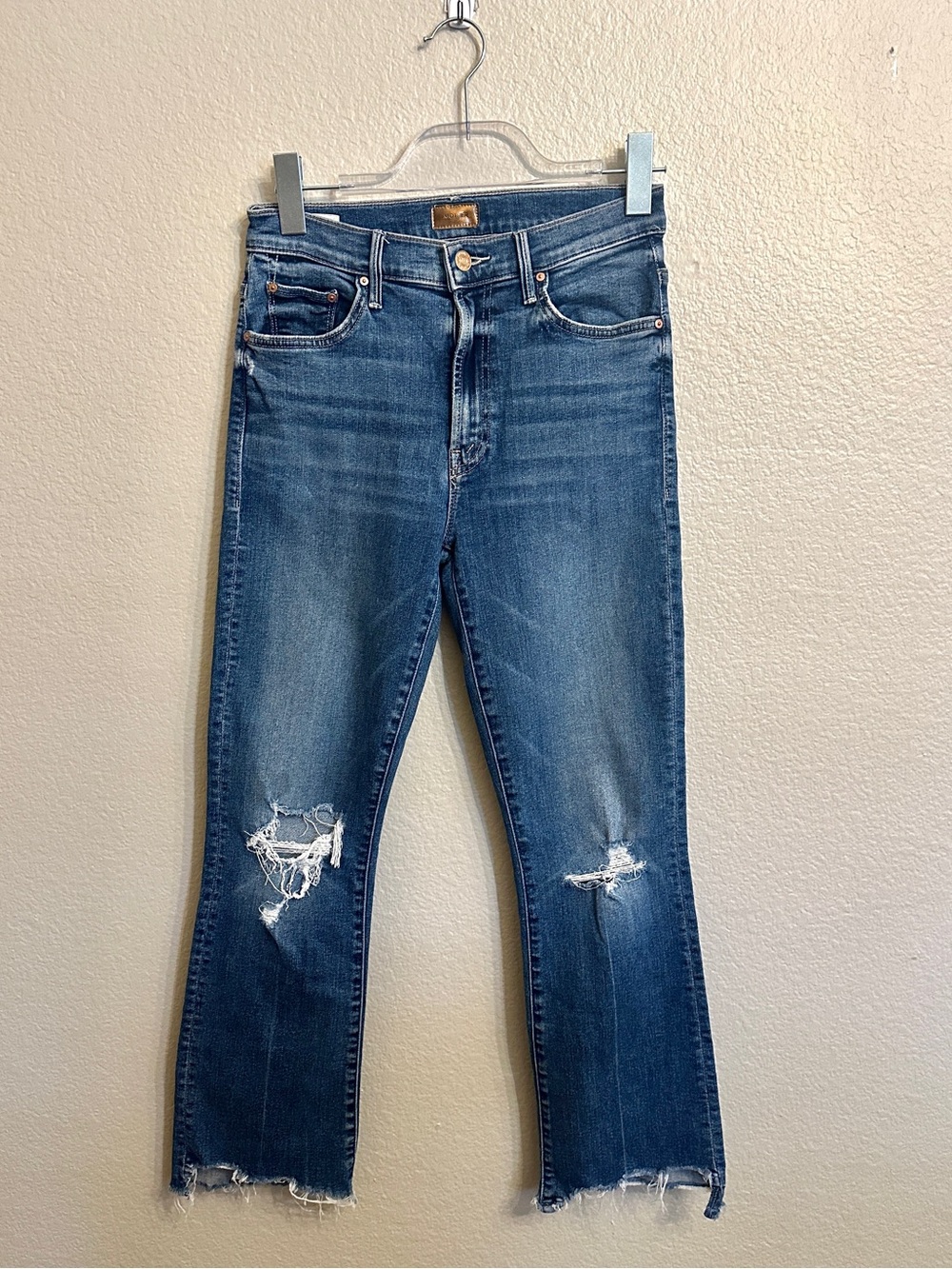 Mother Jeans Insider Crop Step Chew Distressed "Dancing On Coals"